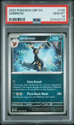 PSA 10 UMBREON #130 OBF EN-OBSIDIAN FLAMES POKEMON 2023 - Image 1