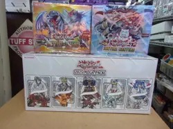 YU GI OH JUSTICE HUNTERS + MONSTER MAYHEM BOXES + MEGA PACK BUNDLE DISPLAY BOX - Image 1