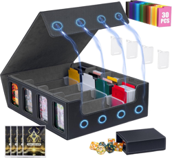 3200+ Trading Card Storage Box, MTG Commander Deck Box with Window Dice Tray, 4 - Image 1