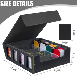 3200+ Trading Card Storage Box, MTG Commander Deck Box with Window Dice Tray, 4 - Image 2