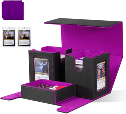 Card Deck Box with Commander Window Display, MTG Deck Box with Dice Tray Holds 2 - Image 1