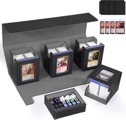 Trading Card Deck Box with Commander Display，5 in 1 MTG Storage Holds 400+ Doubl - Image 1
