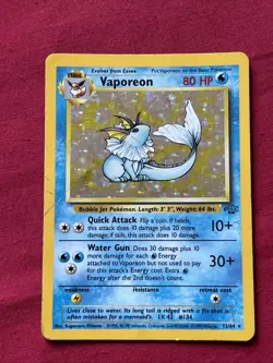 Vaporeon 12/64 Holo Shiny Card Excellent Condition Pokemon (T64) - Image 2