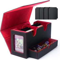 MTG Commander Deck Box, Large-Capacity Storage with 2 Display Windows & Dice Tra - Image 1