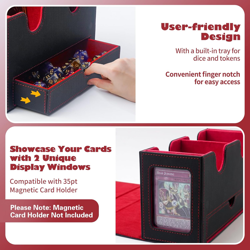 MTG Commander Deck Box, Large-Capacity Storage with 2 Display Windows & Dice Tra - Image 3