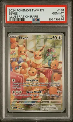 2024 POKEMON TWM EN-TWILIGHT MASQUERADE ILLUSTRATION RARE #188 EEVEE PSA 10 - Image 1