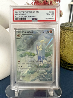 2023 POKEMON PAR EN-PARADOX RIFT 200 MIENSHAO ILLUSTRATION RARE PSA 10 - Image 1