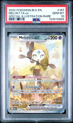 Pokemon TCG Black Bolt Meloetta ex 167/086 Special Illustration Rare SIR PSA 10 - Image 1