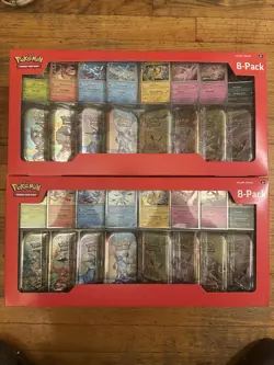 Pokemon TCG Prismatic Evolutions Costco 8 Mini-Tin Bundle SEALED x 2 - Image 1