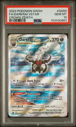 2023 POKEMON SWORD & SHIELD CROWN ZENITH #GG50 FULL ART/DARKRAI VSTAR PSA 10 - Image 1
