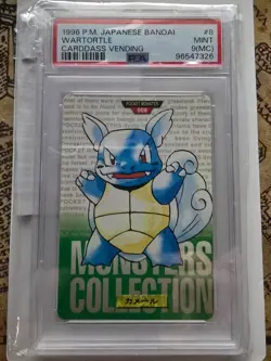 PSA 9 (MC) Pokemon Card Wartortle 008 Carddass Vending 1996 Japanese Bandai NM - Image 1