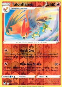 Pokemon Silver Tempest "Talonflame" Reverse Holo! #029/195. NM-Mint! - Image 1
