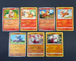 Growlithe + Arcanine Pokemon Cards, Set of 10 Cards with 1 Reverse Holo Fire - Image 1