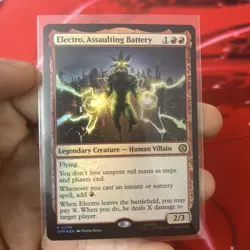 MTG Marvel Electro, Assaulting Battery Rare 076 | Spider-Man FOIL | In Hand - Image 1