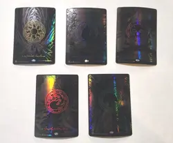 MTG Phyrexia Oil Slick Raised FOIL Basic Land Set #365 - #369 ONE OF EACH COLOR - Image 1