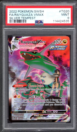 2022 POKEMON SILVER TEMPEST TG20/TG30 RAYQUAZA VMAX FULL ART HOLO PSA 9 MINT - Image 1