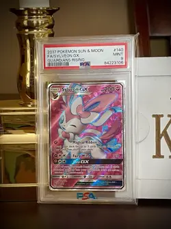 2017 Pokemon Sun & Moon #140 FA/Sylveon Gx Guardians Rising PSA Graded 9 MINT - Image 1