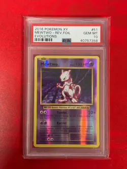 PSA 10 GEM MINT 2016 Pokemon XY Mewtwo Reverse Foil Holo #51 Evolutions - Image 1