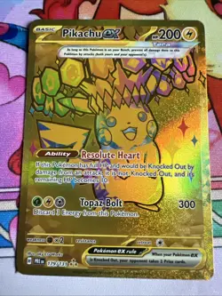 Pikachu ex 179/131 Hyper Rare GOLD Pokemon TCG Prismatic Evolutions NM - Image 1