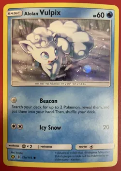 Pokemon Alolan Vulpix 21a/145-Guardians Rising Holo Promo Alternate Art (Swirl) - Image 3