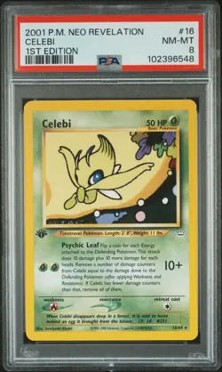 2001 POKEMON NEO REVELATION 1ST ED #16 CELEBI PSA 8 - Image 1