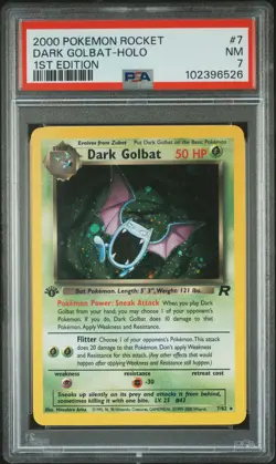 2000 POKEMON ROCKET 1ST ED #7 DARK GOLBAT-HOLO PSA 7 - Image 1