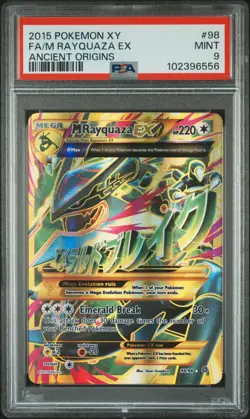 2015 POKEMON XY ANCIENT ORIGINS #98 FULL ART/M RAYQUAZA EX PSA 9 - Image 1