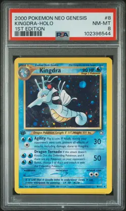2000 POKEMON NEO GENESIS 1ST ED #8 KINGDRA-HOLO PSA 8 - Image 1