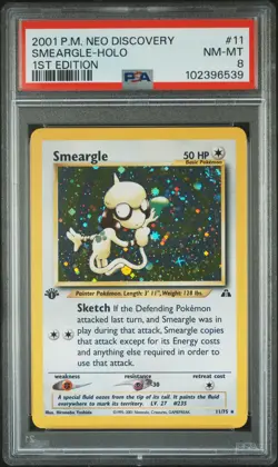 2001 POKEMON NEO DISCOVERY 1ST ED #11 SMEARGLE-HOLO PSA 8 - Image 1