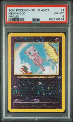 2001 POKEMON SOUTHERN ISLANDS PROMO #1 MEW-HOLO PSA 8 - Image 1
