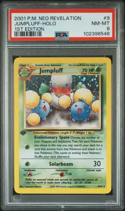 2001 POKEMON NEO REVELATION 1ST ED #9 JUMPLUFF-HOLO PSA 8 - Image 1