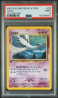 2001 POKEMON NEO REVELATION 1ST ED #20 LUGIA PSA 9 - Image 1