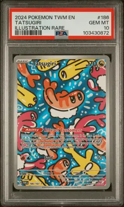 2024 POKEMON TWM EN-TWILIGHT MASQUERADE ILLUSTRATION RARE #186 TATSUGIRI PSA 10 - Image 1