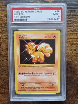 Vulpix 1st Edition 68/102 PSA 9 MINT Shadowless Base Set Rare Pokemon - Image 1