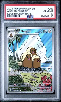 2024 Pokemon Surging Sparks Alolan Dugtrio 208 Illustration Rare PSA 10 - Image 1