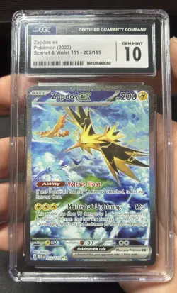 Zapdos 202/165 EX CGC 10 Special Illustration Rare Pokemon 151 Card Mew EN GEM - Image 1