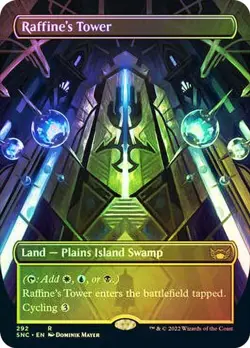 MTG NM+ FOIL Raffine's Tower Borderless Streets of New Capenna Magic Card - Image 1