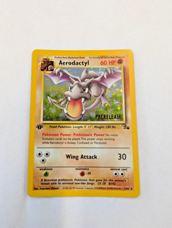 Pokemon TCG Aerodactyl 1/62 Holo First Edition Fossil Pre-Release LP Excellent!! - Image 1