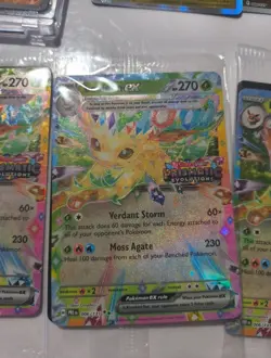 Lot Of 3 Pokemon Leafeon Ex Prismatic Stamped And Sleaved - Image 3