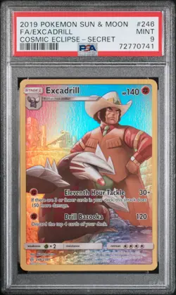 PSA 9 MINT Excadrill 246/236 Cosmic Eclipse Character Secret Rare Holo Pokemon - Image 1