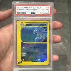 Pokemon Aquapolis 2003 Seadra 58/147 Reverse Holo PSA 8 - Image 1