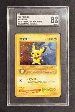 2000 POKEMON JAPANESE #172 PICHU GOLD SILVER TO A NEW WORLD HOLO SGC 8 NM-MT - Image 1