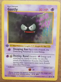 Gastly 50/102 1st Edition "Shadowless" Common Non-Holo Base Set Pokemon NM - Image 2