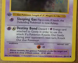 Gastly 50/102 1st Edition "Shadowless" Common Non-Holo Base Set Pokemon NM - Image 4