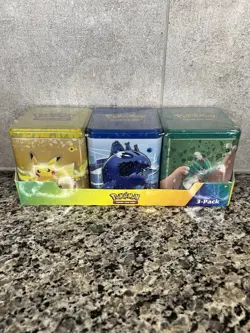 Pokemon Stacking Tins 3 Pack Evolving Skies Fusion Strike Brilliant Stars Sealed - Image 2