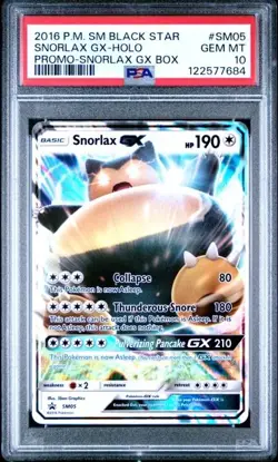 Snorlax GX 2016 Pokemon Sun & Moon Black Star Promo PSA 10 - Image 2