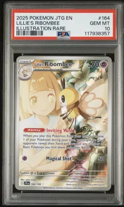 Pokemon TCG Lillie's Ribombee 164/159 Illustration PSA 10 Journey Together - Image 1
