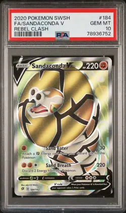 PSA 10 GEM MINT Sandaconda V 184/192 Rebel Clash FA Ultra Rare Holo Pokemon 2020 - Image 1