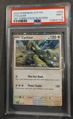 POKEMON CARD CYCLIZAR HOLO 96 SVP EN TEF 3 PACK BLISTER PROMO GRADED PSA 9 MINT - Image 1