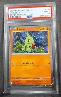 POKEMON CARD LARVITAR 110 TRIPLE WHAMMY TIN PROMO #110 PAL EN GRADED PSA 9 MINT - Image 1